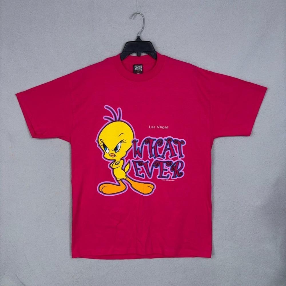 Vintage Tweety Bird Shirt Adult Large Pink Las Vegas Whatever 90s Sherrys Best